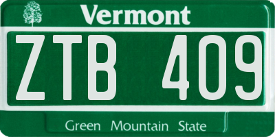 VT license plate ZTB409