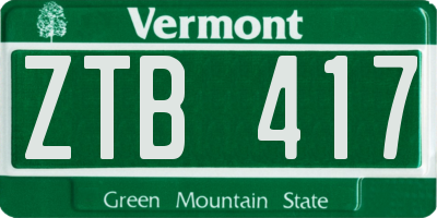 VT license plate ZTB417