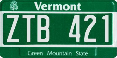 VT license plate ZTB421