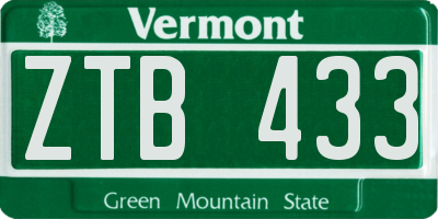 VT license plate ZTB433
