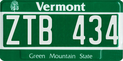 VT license plate ZTB434