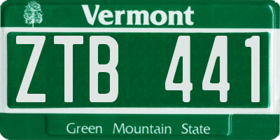 VT license plate ZTB441