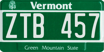 VT license plate ZTB457