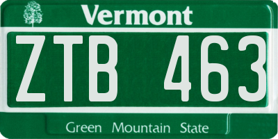 VT license plate ZTB463
