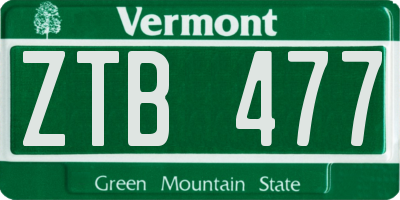VT license plate ZTB477