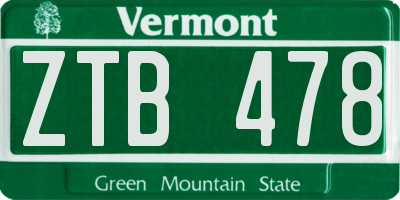 VT license plate ZTB478