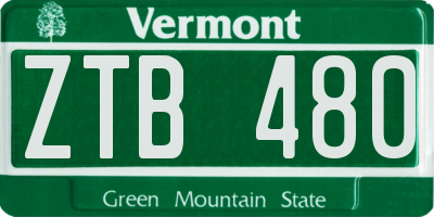 VT license plate ZTB480