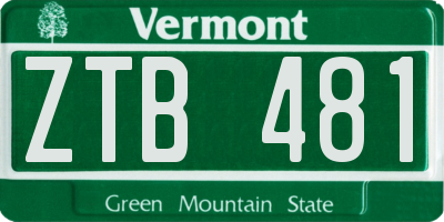 VT license plate ZTB481