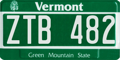 VT license plate ZTB482
