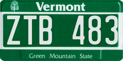 VT license plate ZTB483