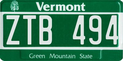 VT license plate ZTB494