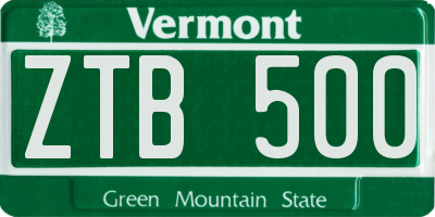 VT license plate ZTB500
