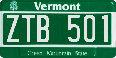 VT license plate ZTB501