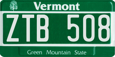 VT license plate ZTB508