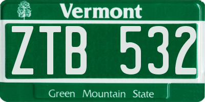 VT license plate ZTB532