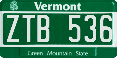 VT license plate ZTB536