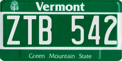VT license plate ZTB542