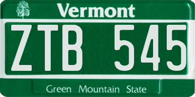 VT license plate ZTB545