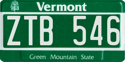 VT license plate ZTB546