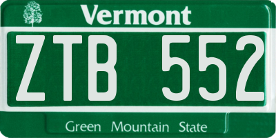 VT license plate ZTB552