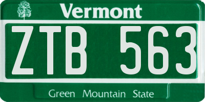 VT license plate ZTB563