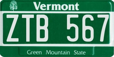 VT license plate ZTB567