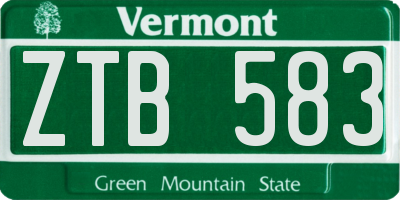 VT license plate ZTB583