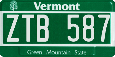 VT license plate ZTB587