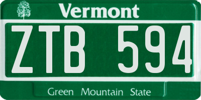 VT license plate ZTB594