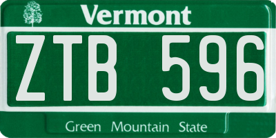 VT license plate ZTB596