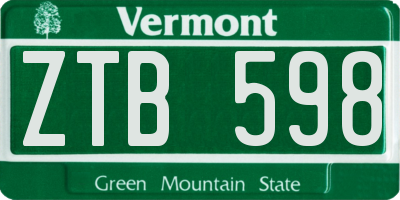 VT license plate ZTB598