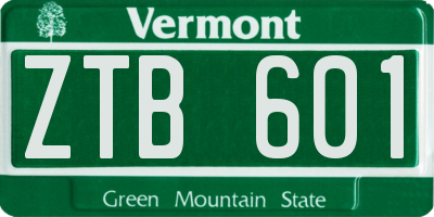 VT license plate ZTB601