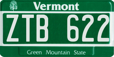 VT license plate ZTB622