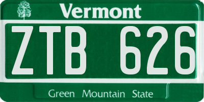 VT license plate ZTB626