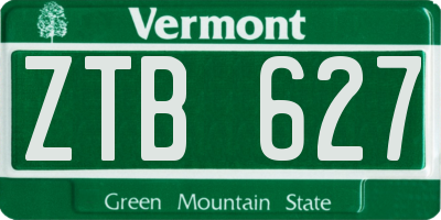 VT license plate ZTB627