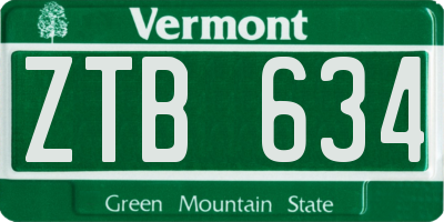 VT license plate ZTB634
