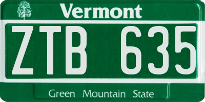 VT license plate ZTB635