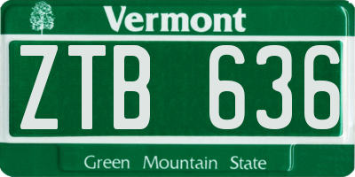VT license plate ZTB636