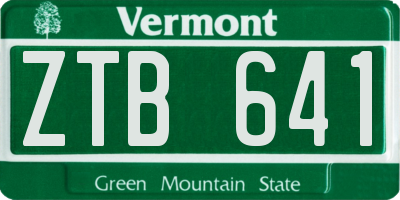 VT license plate ZTB641