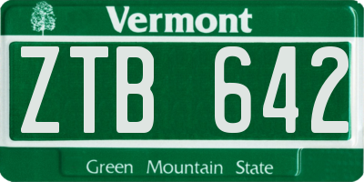 VT license plate ZTB642