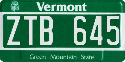 VT license plate ZTB645