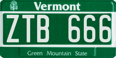 VT license plate ZTB666