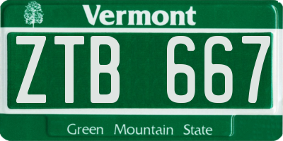 VT license plate ZTB667