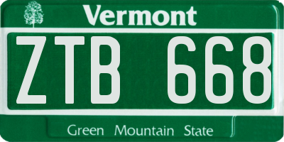 VT license plate ZTB668