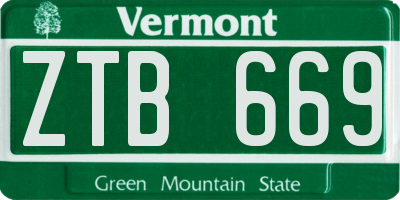 VT license plate ZTB669