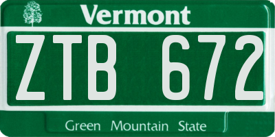 VT license plate ZTB672