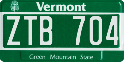 VT license plate ZTB704