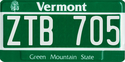 VT license plate ZTB705