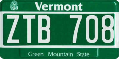 VT license plate ZTB708