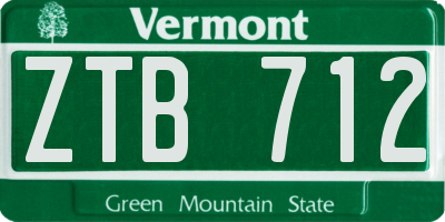 VT license plate ZTB712